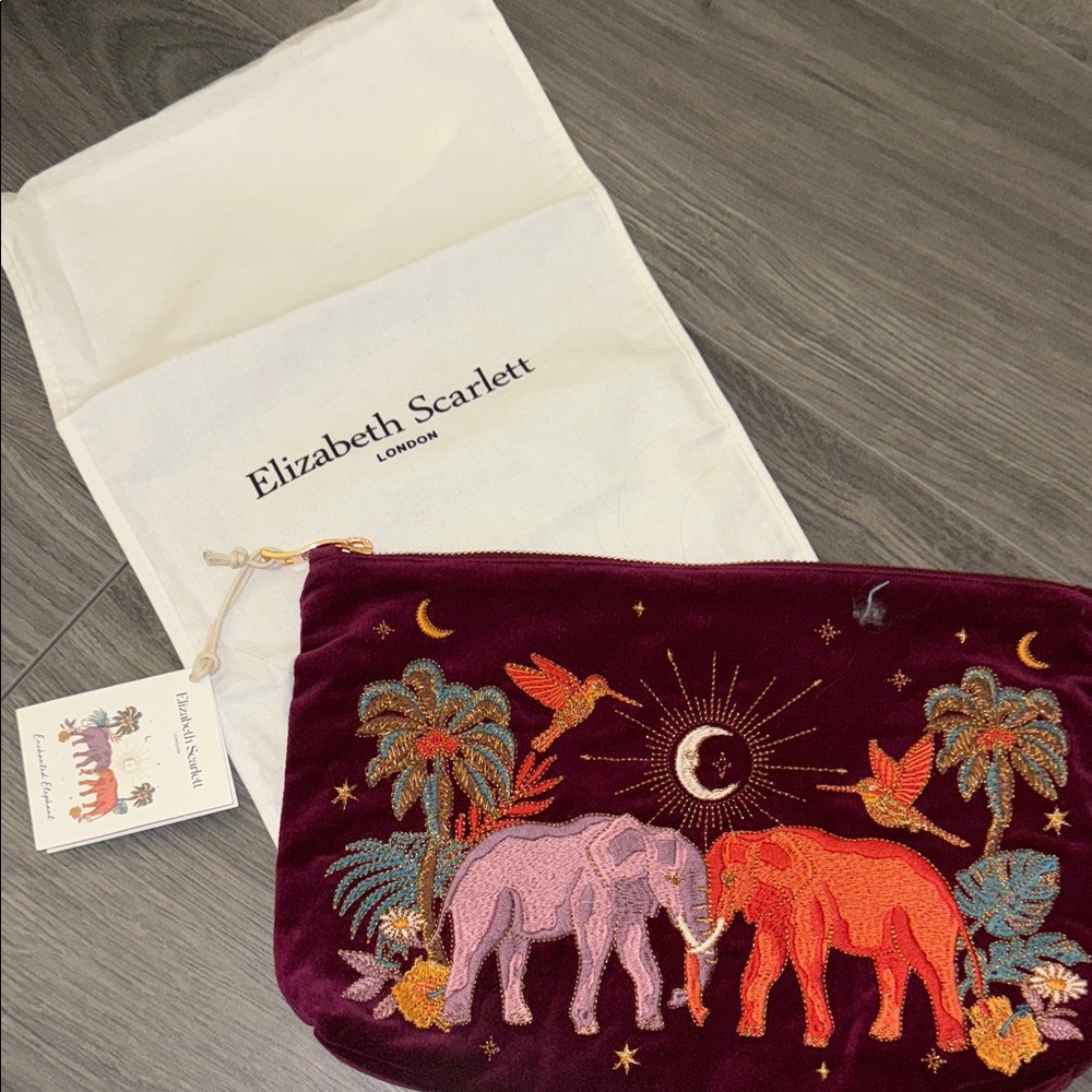 Burgundy Embroidered Clutch